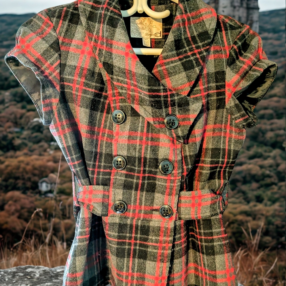Plaid Double-Breasted Women's Coat